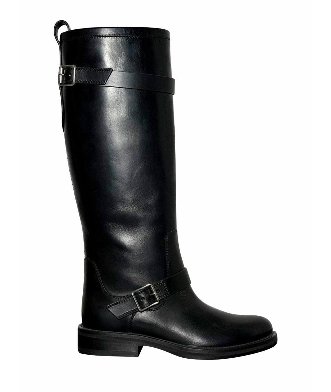 SAINT LAURENT Черные кожаные сапоги, фото 1