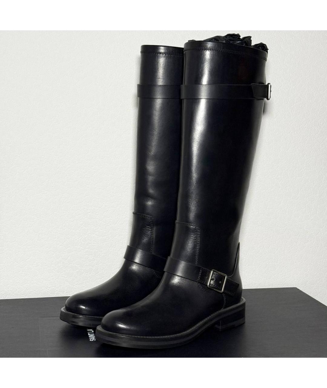 SAINT LAURENT Черные кожаные сапоги, фото 10