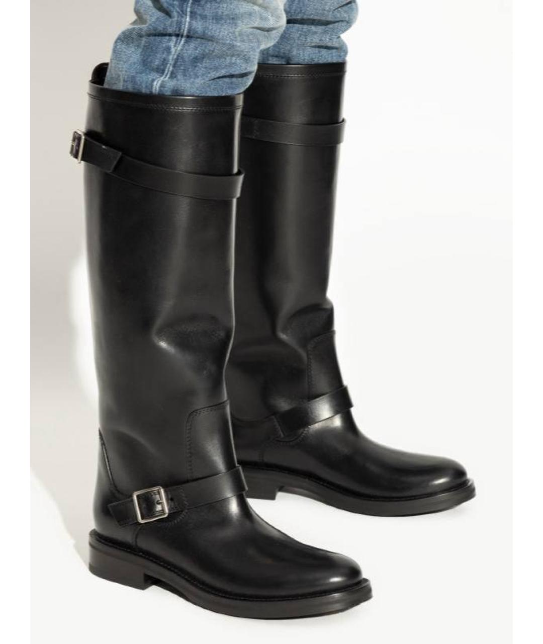 SAINT LAURENT Черные кожаные сапоги, фото 7