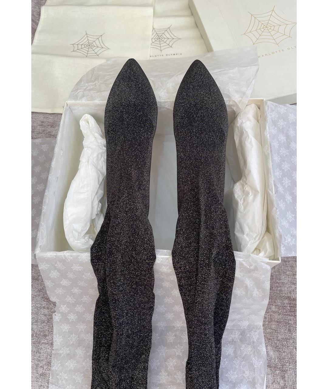 CHARLOTTE OLYMPIA Черные синтетические ботфорты, фото 2
