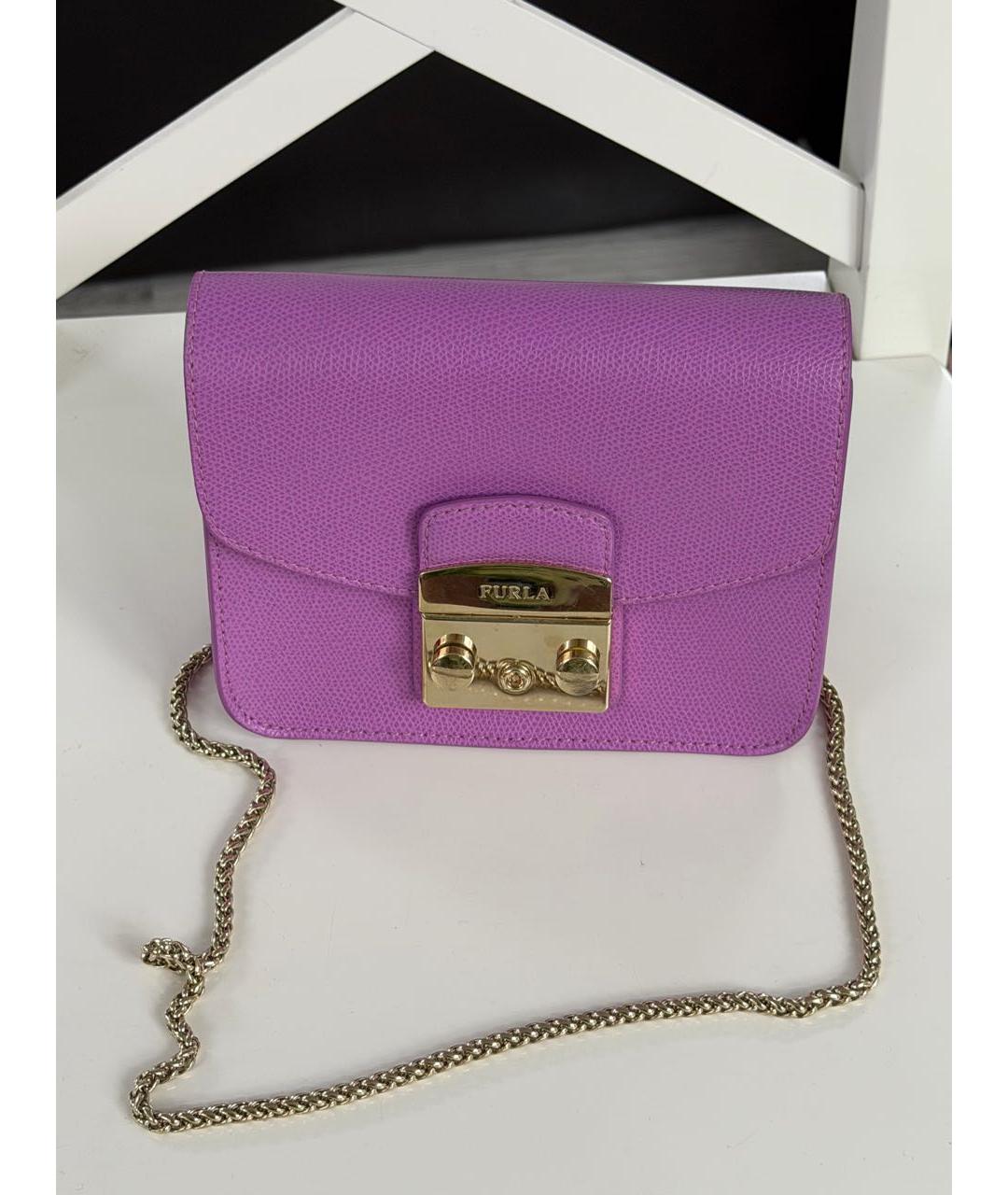 FURLA Фиолетовая кожаная сумка через плечо, фото 9