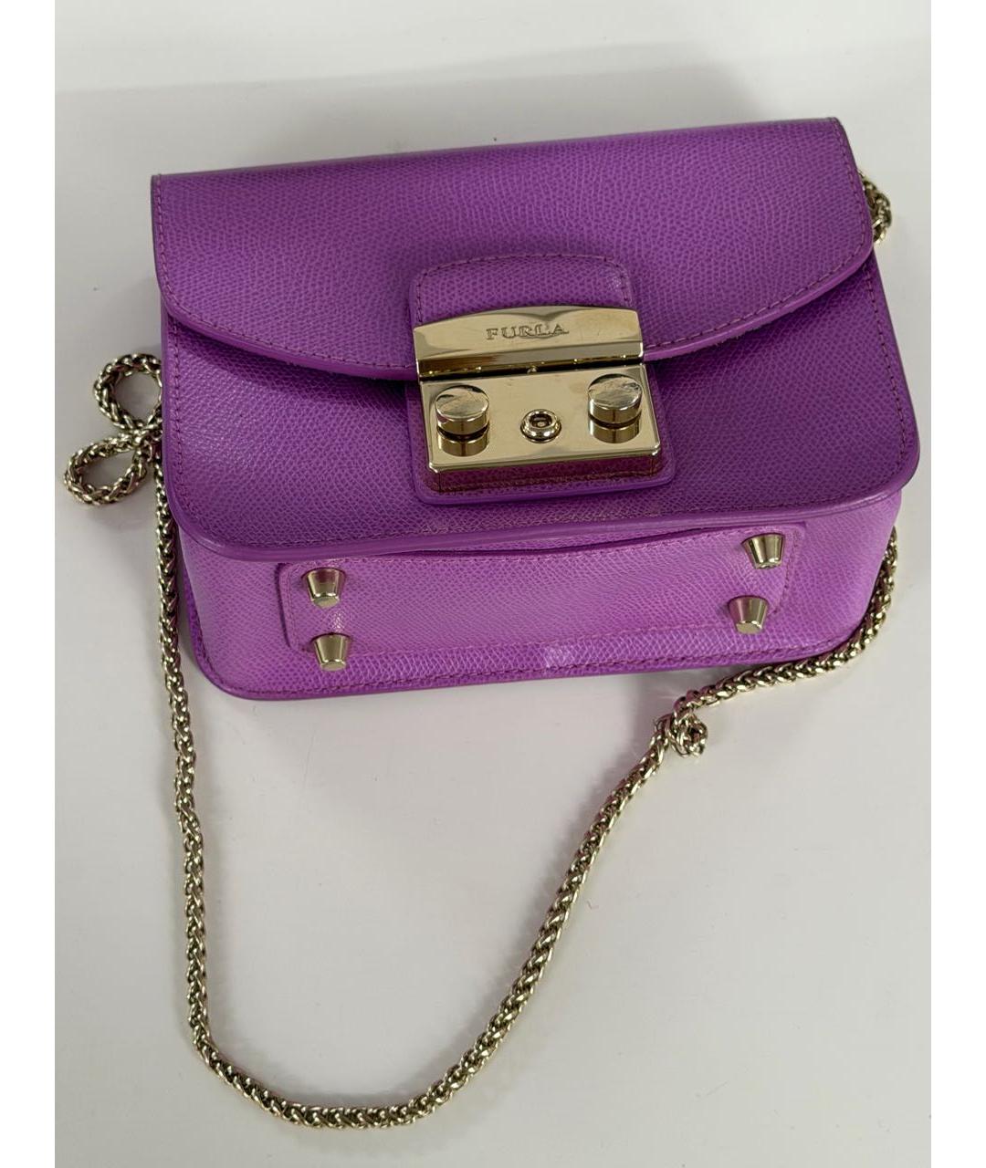 FURLA Фиолетовая кожаная сумка через плечо, фото 3