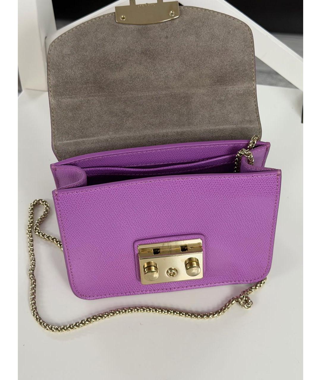 FURLA Фиолетовая кожаная сумка через плечо, фото 7