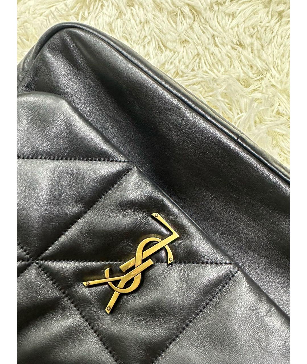 SAINT LAURENT Черная кожаная сумка тоут, фото 6