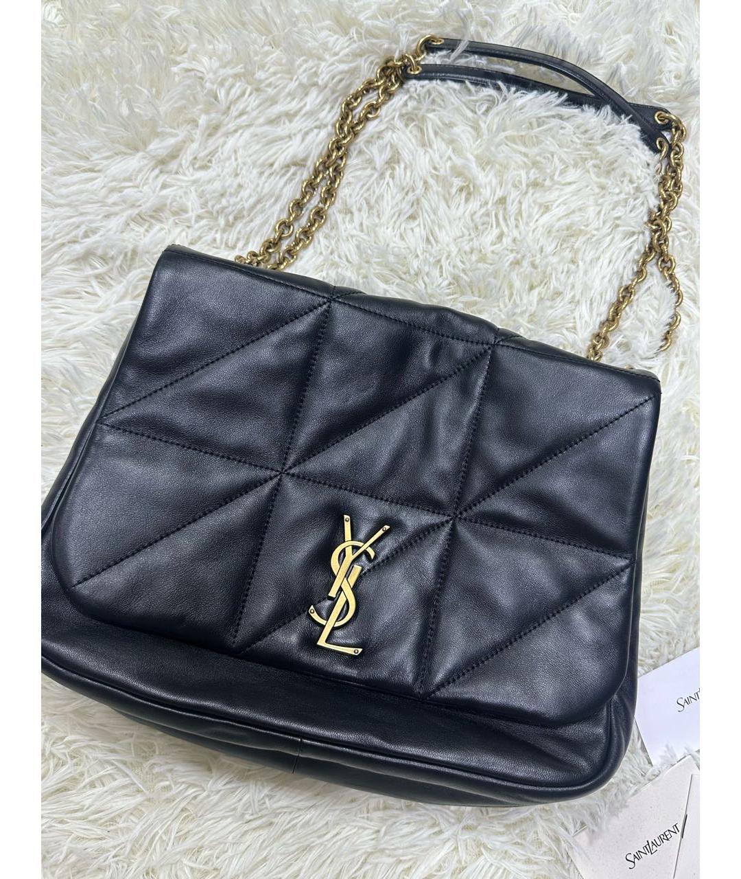SAINT LAURENT Черная кожаная сумка тоут, фото 2