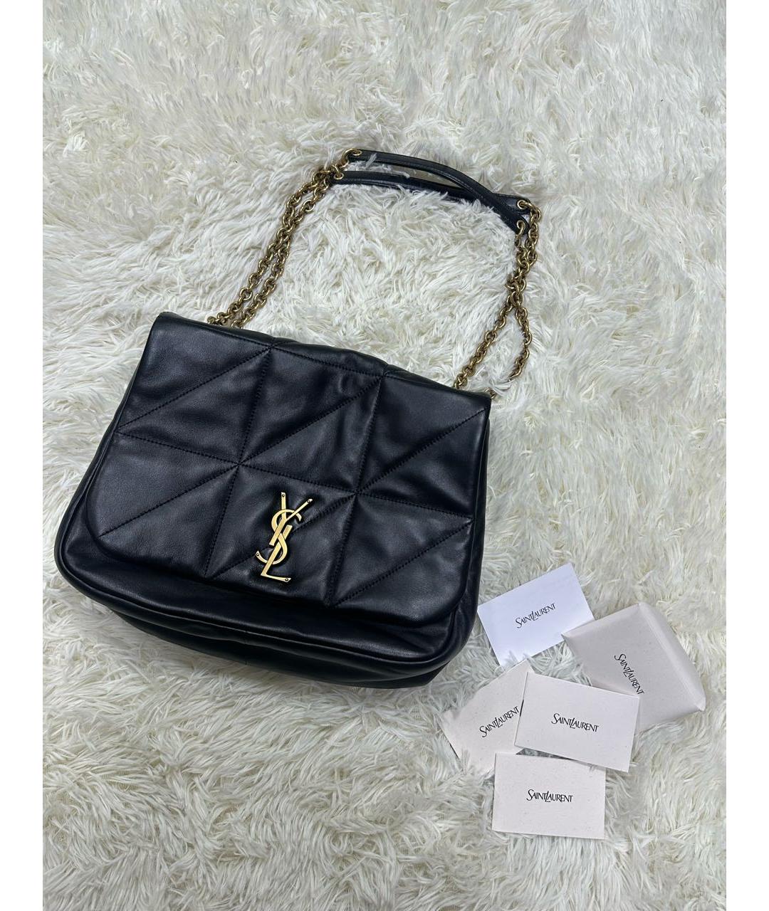 SAINT LAURENT Черная кожаная сумка тоут, фото 9