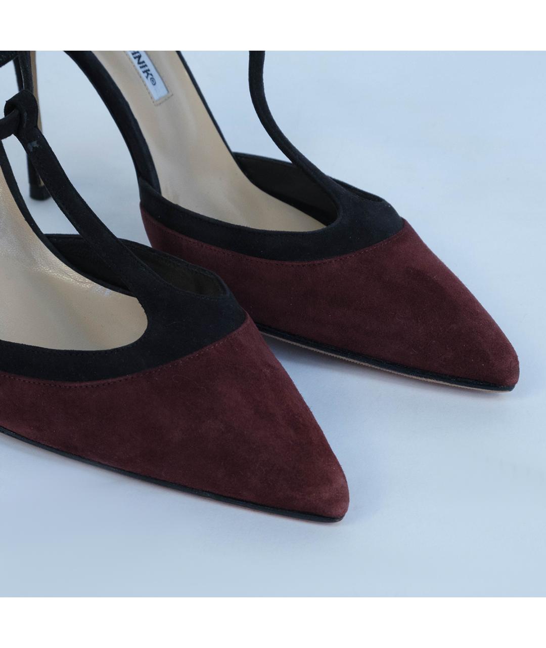 MANOLO BLAHNIK Бордовые замшевые туфли, фото 4