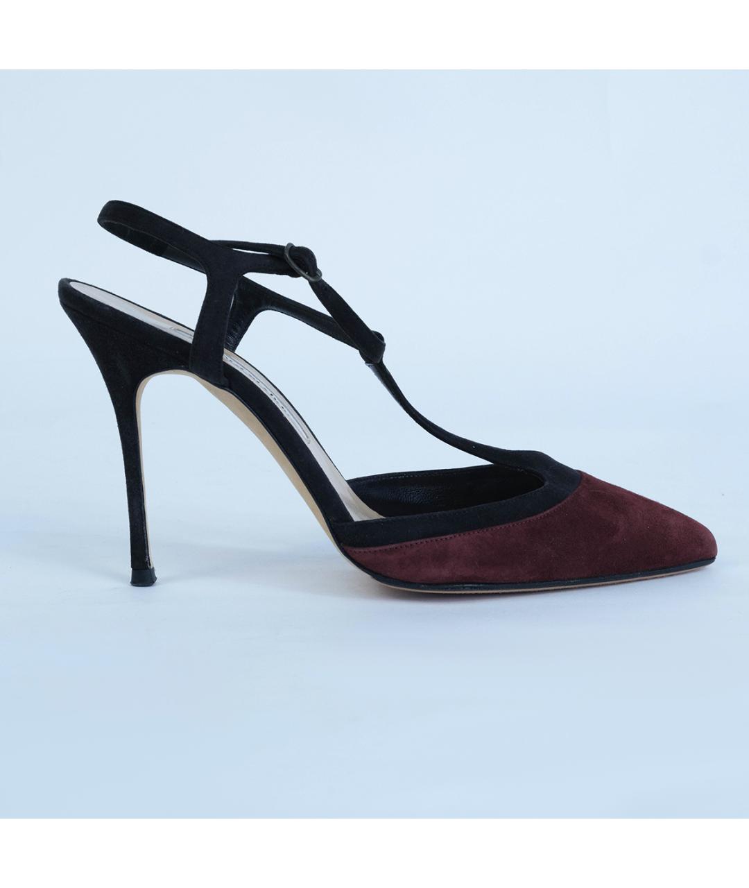 MANOLO BLAHNIK Бордовые замшевые туфли, фото 2