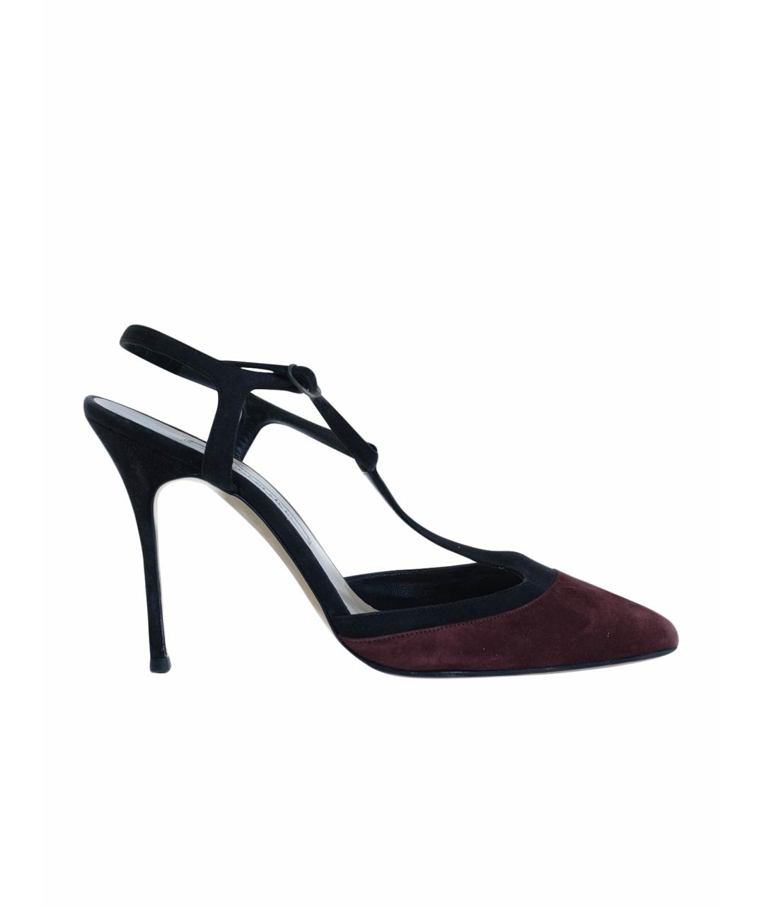 MANOLO BLAHNIK Бордовые замшевые туфли, фото 1