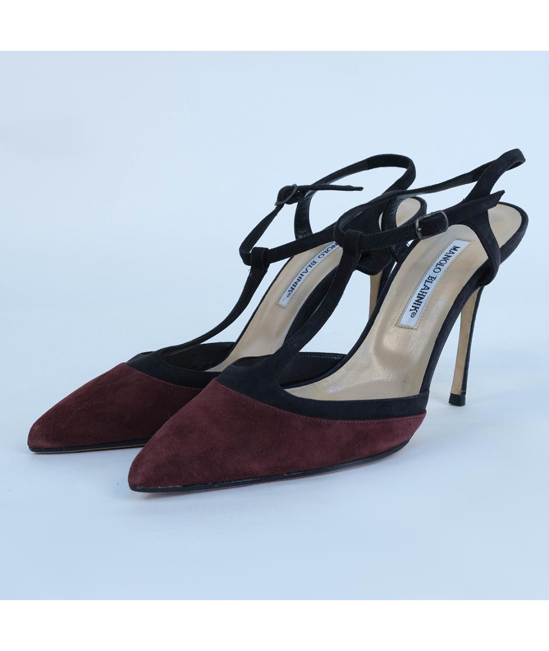 MANOLO BLAHNIK Бордовые замшевые туфли, фото 3