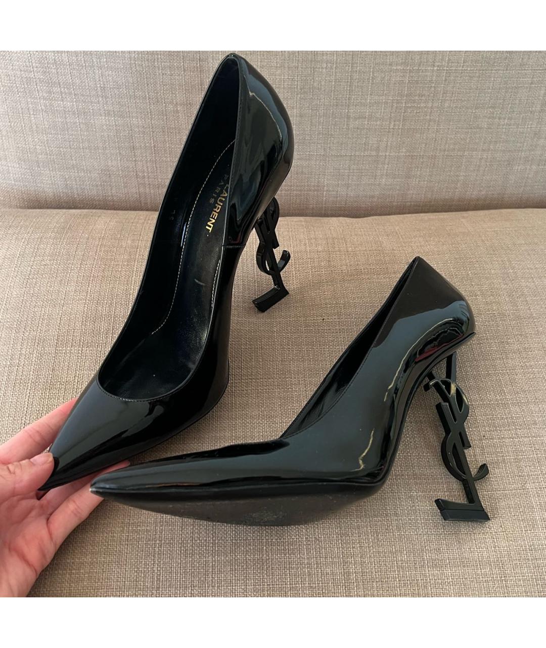 SAINT LAURENT Черные туфли из лакированной кожи, фото 3