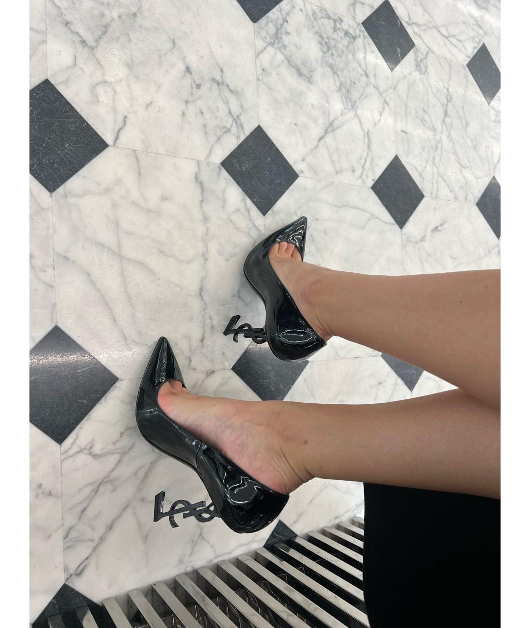 SAINT LAURENT Черные туфли из лакированной кожи, фото 5