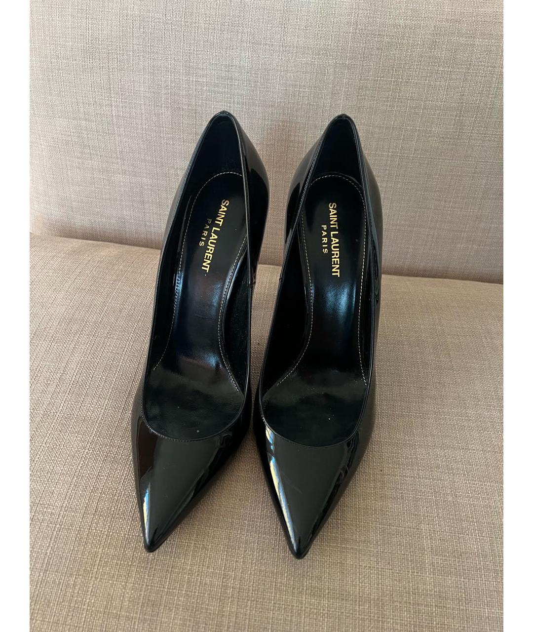 SAINT LAURENT Черные туфли из лакированной кожи, фото 2