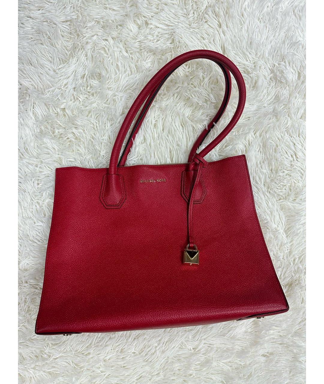 MICHAEL KORS Красная кожаная сумка с короткими ручками, фото 2