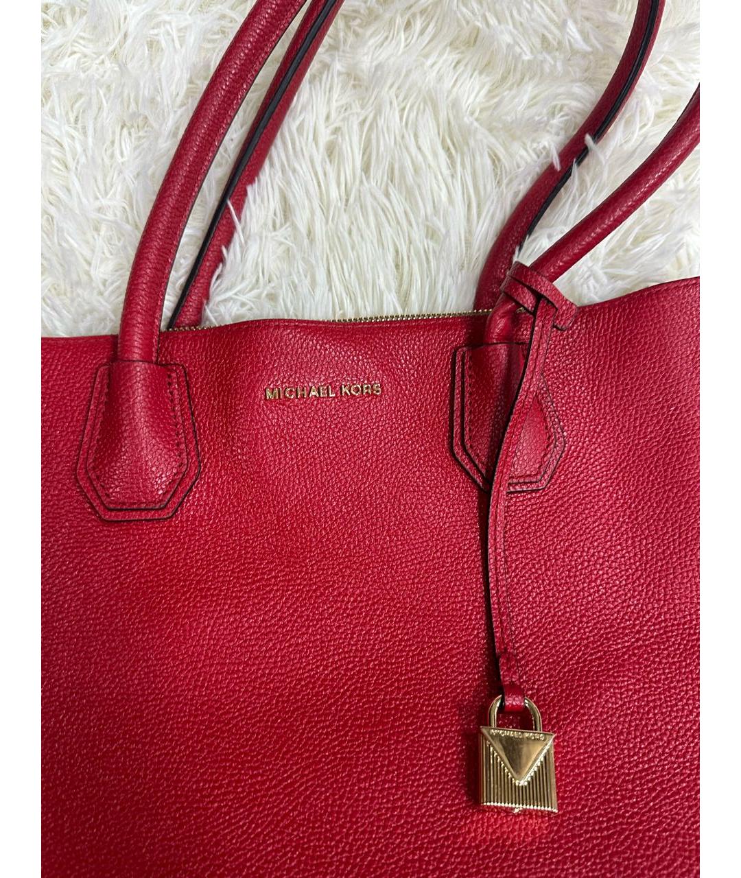 MICHAEL KORS Красная кожаная сумка с короткими ручками, фото 3