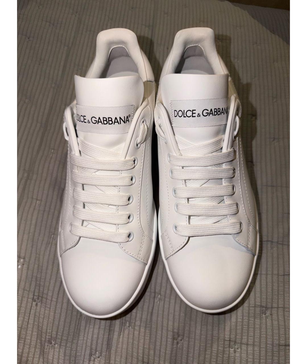 DOLCE&GABBANA Белые кожаные кеды, фото 2