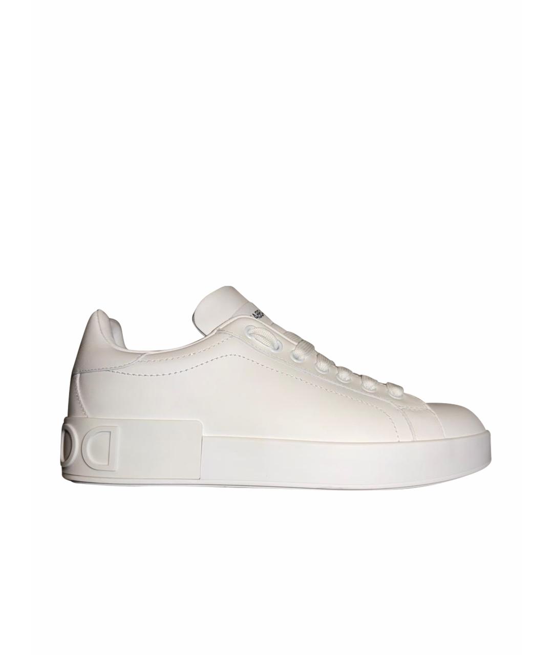 DOLCE&GABBANA Белые кожаные кеды, фото 1