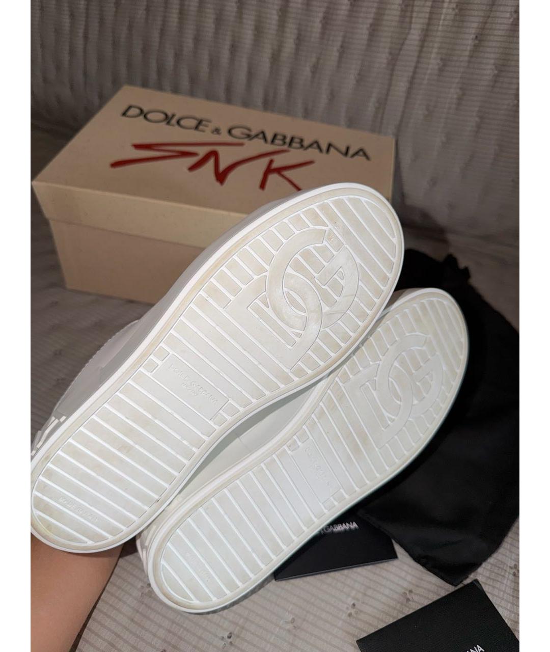 DOLCE&GABBANA Белые кожаные кеды, фото 6