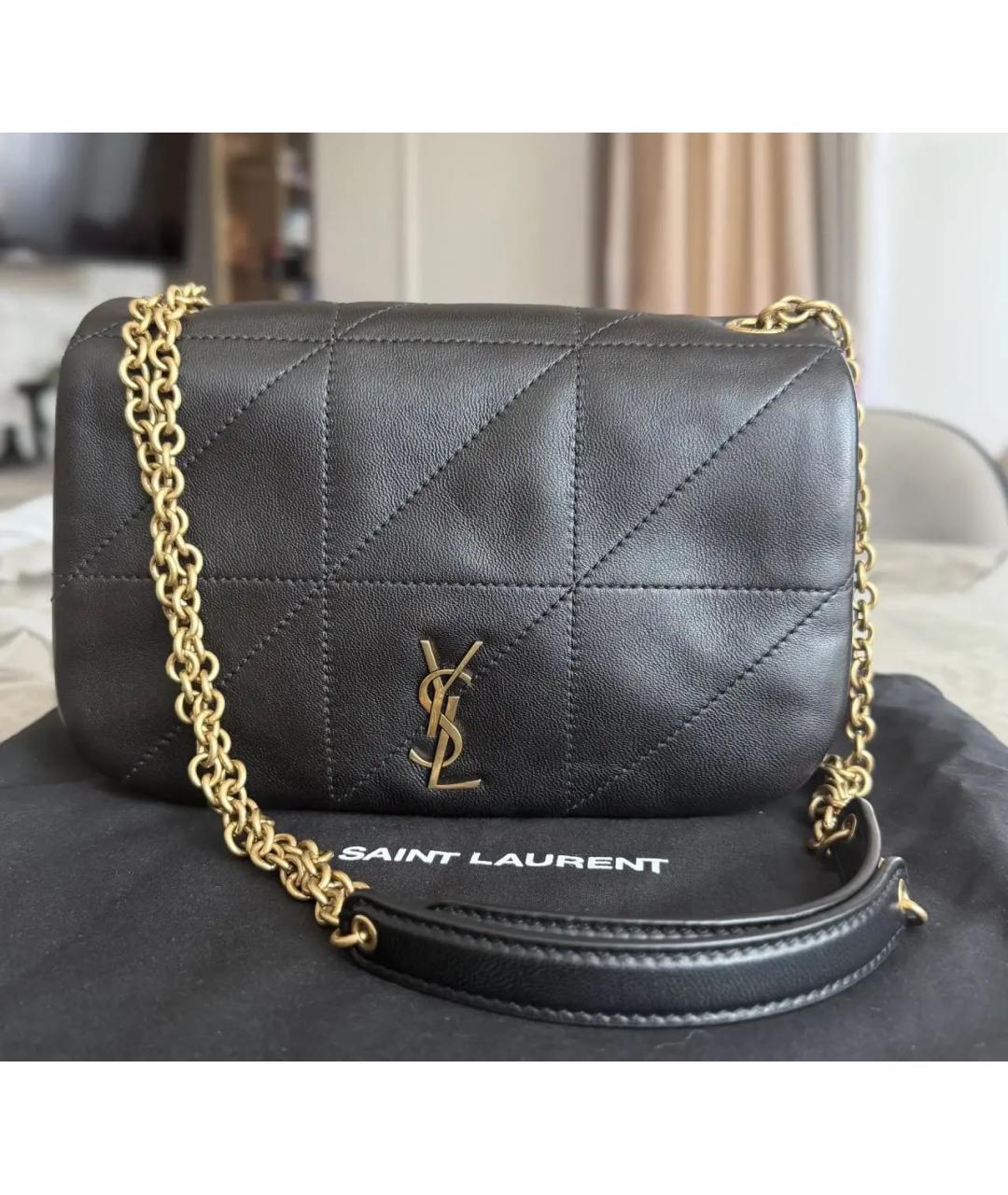 SAINT LAURENT Черная кожаная сумка с короткими ручками, фото 2