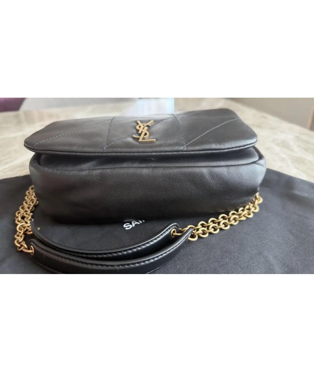SAINT LAURENT Черная кожаная сумка с короткими ручками, фото 3