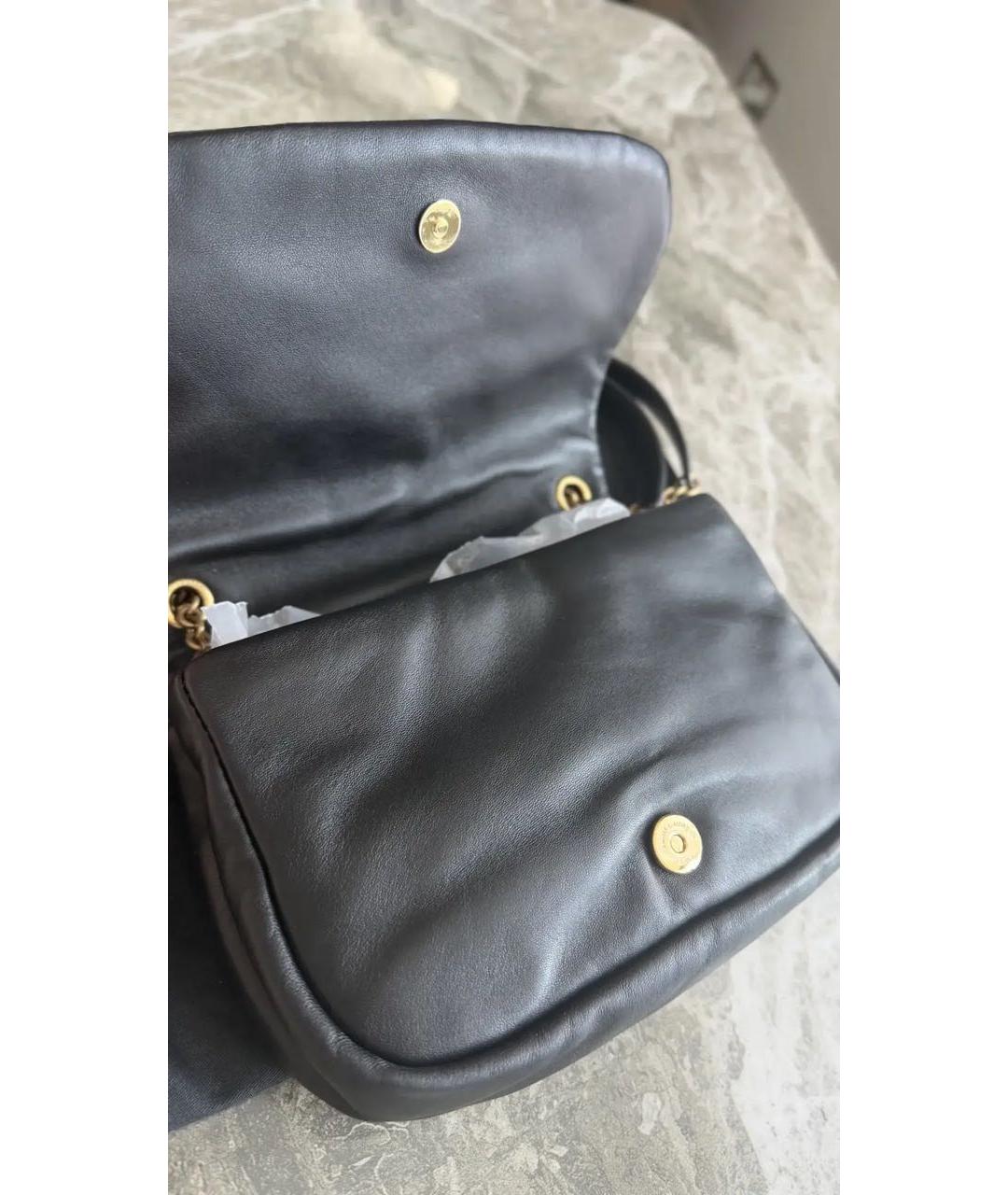 SAINT LAURENT Черная кожаная сумка с короткими ручками, фото 4