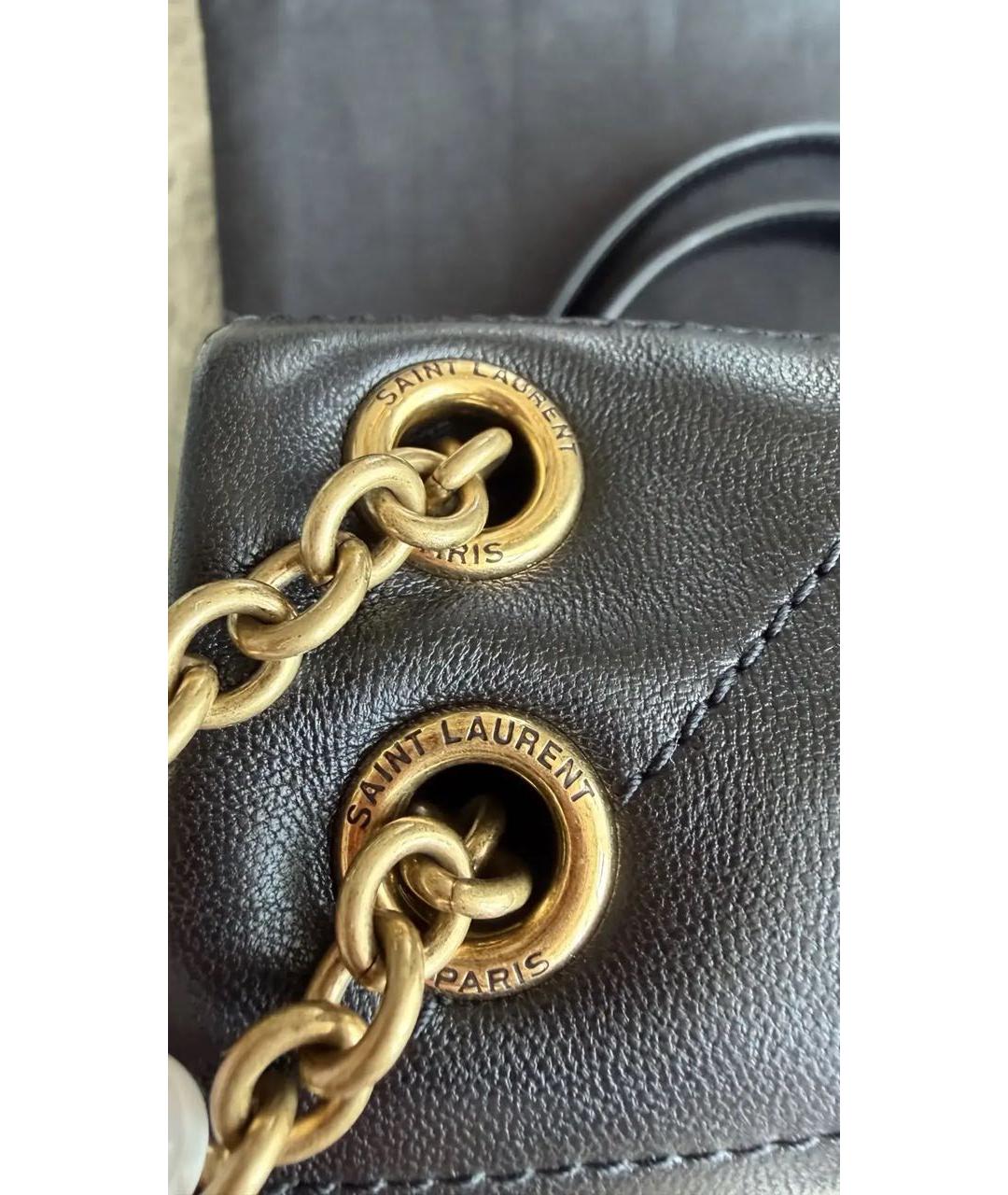 SAINT LAURENT Черная кожаная сумка с короткими ручками, фото 5