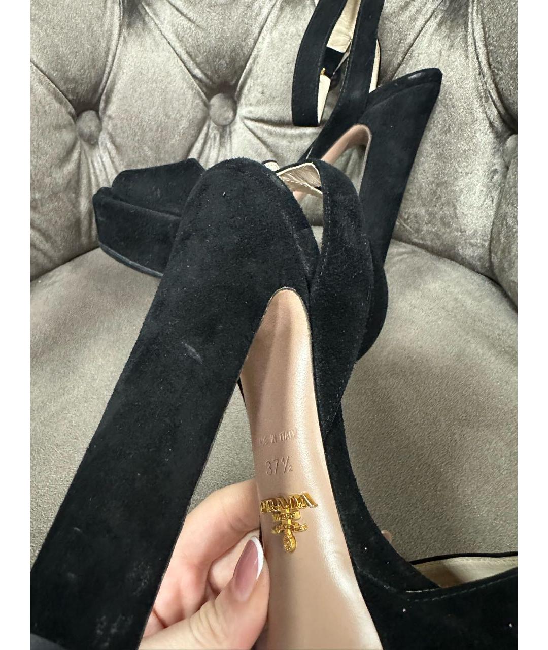 PRADA Черные босоножки, фото 4