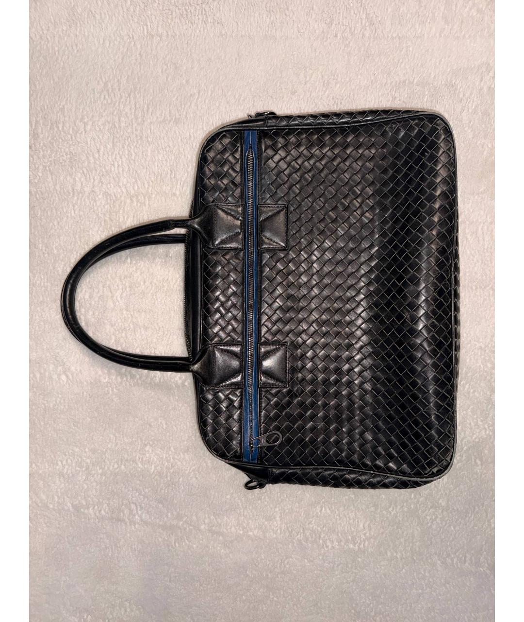 BOTTEGA VENETA Черный кожаный портфель, фото 2