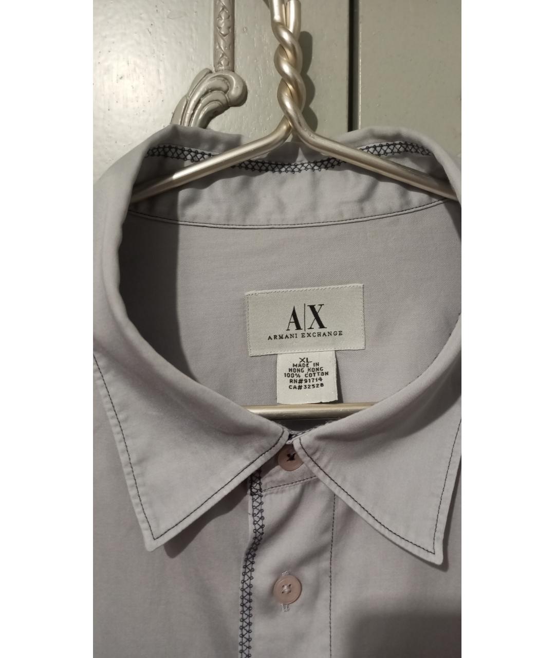 ARMANI EXCHANGE Голубая хлопковая кэжуал рубашка, фото 3