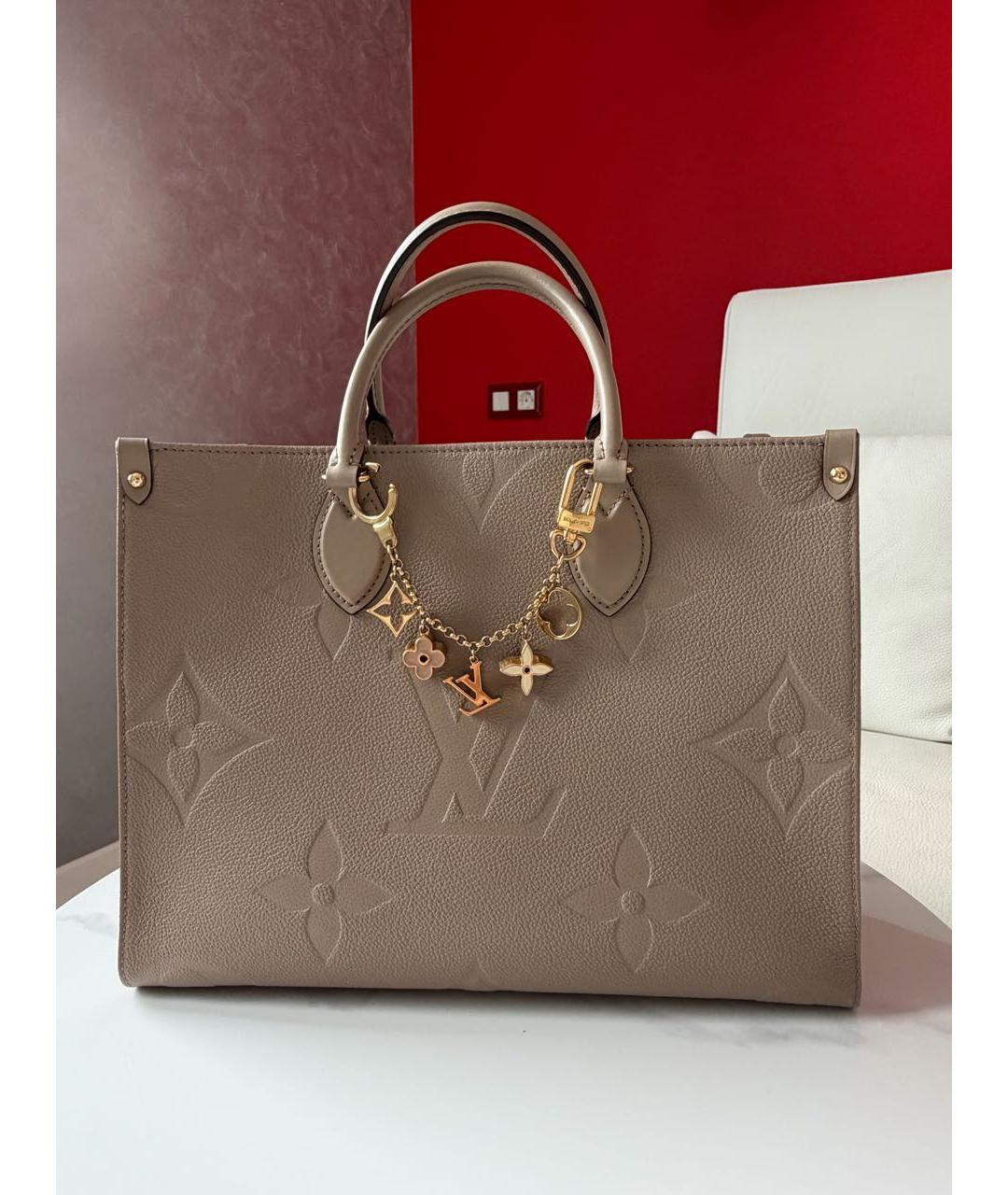 LOUIS VUITTON Бежевая кожаная сумка тоут, фото 2