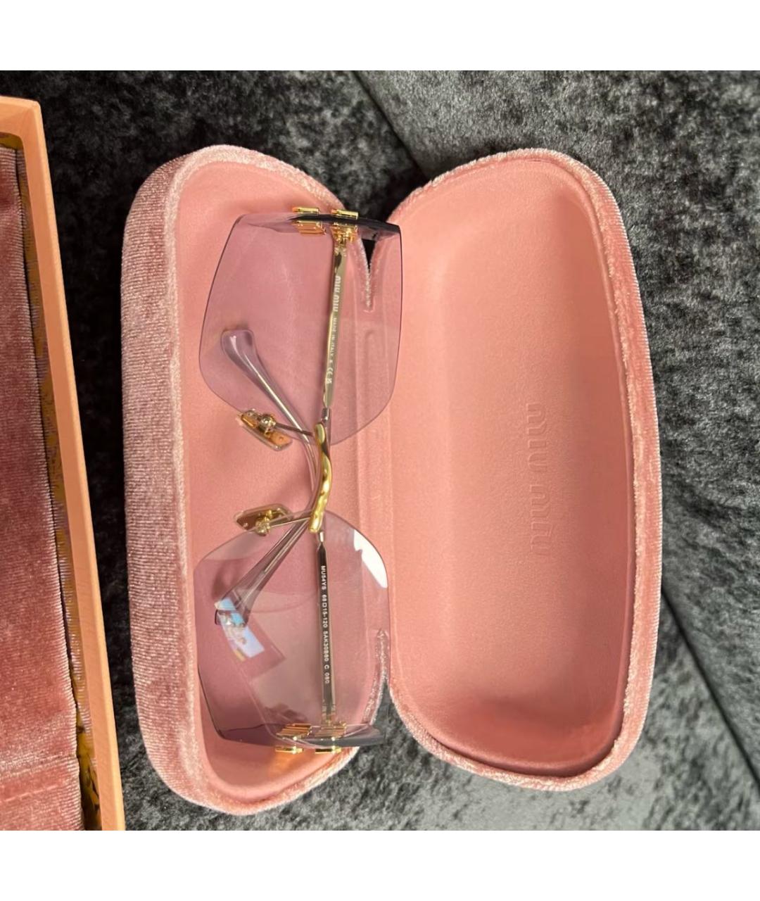 MIU MIU Розовые металлические солнцезащитные очки, фото 5