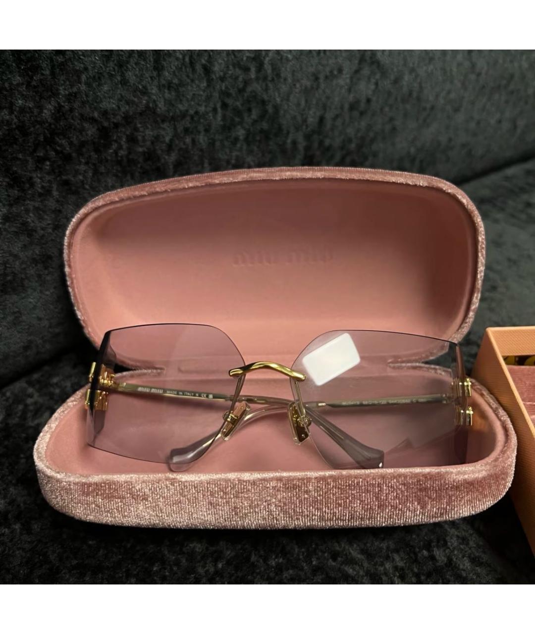 MIU MIU Розовые металлические солнцезащитные очки, фото 7