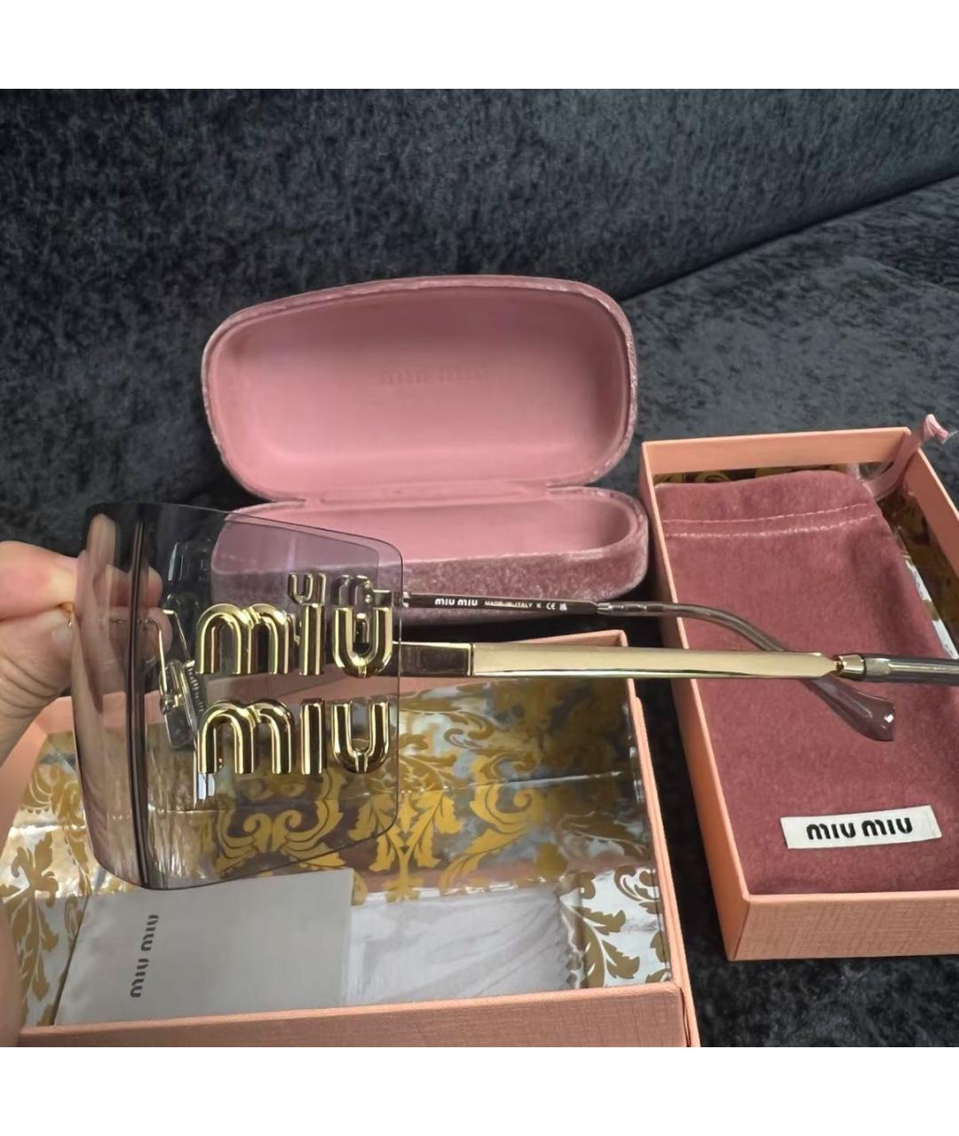 MIU MIU Розовые металлические солнцезащитные очки, фото 6