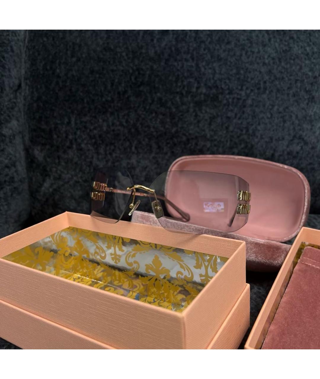 MIU MIU Розовые металлические солнцезащитные очки, фото 4