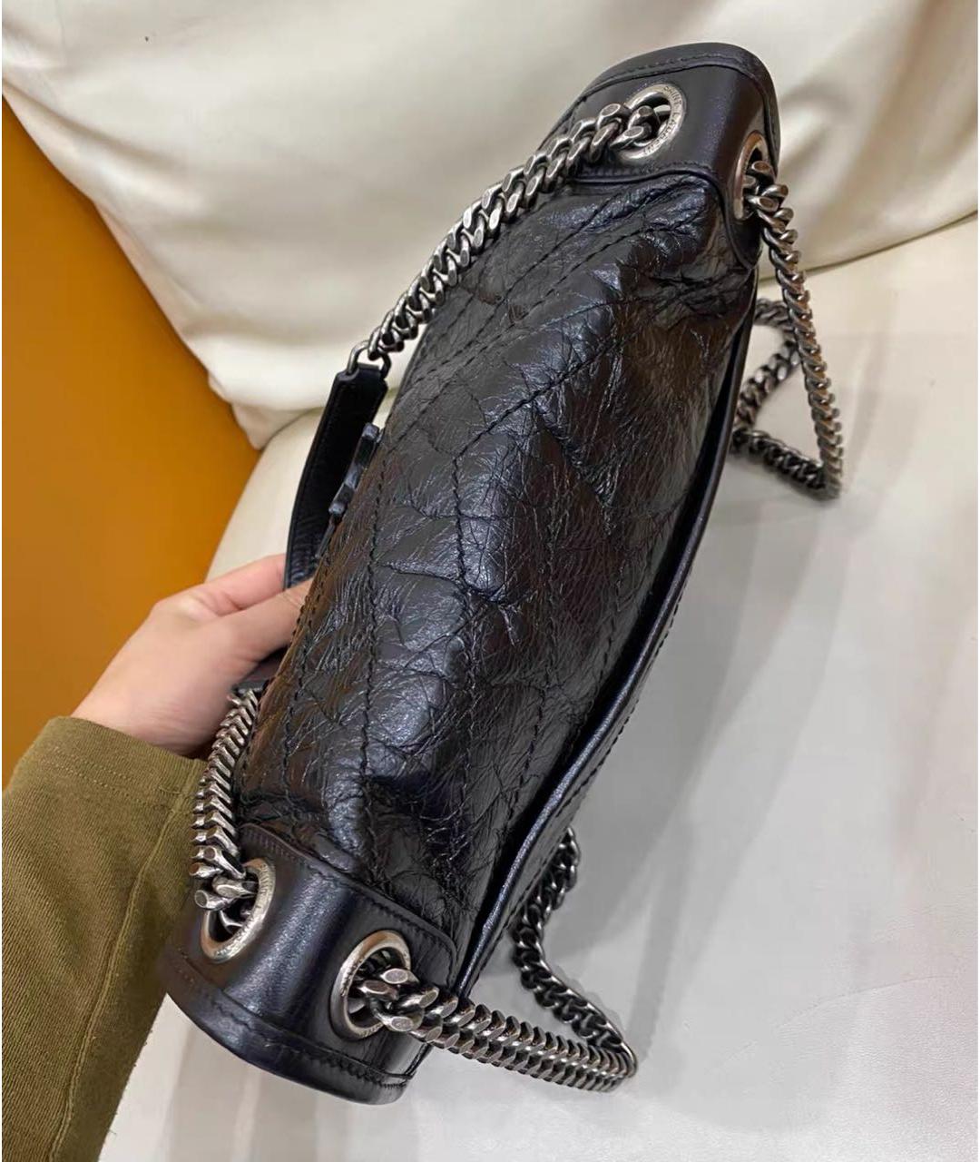 SAINT LAURENT Черная кожаная сумка через плечо, фото 3