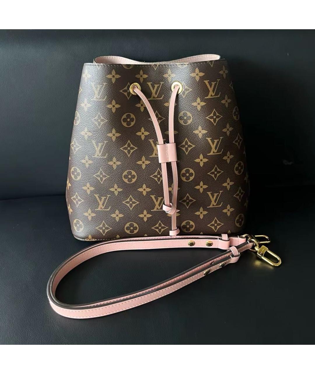 LOUIS VUITTON Коричневая кожаная сумка тоут, фото 7