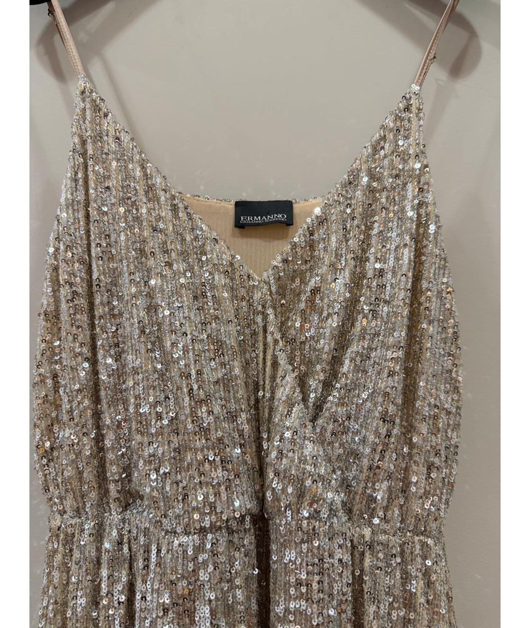 ERMANNO SCERVINO Золотое вискозное вечернее платье, фото 3