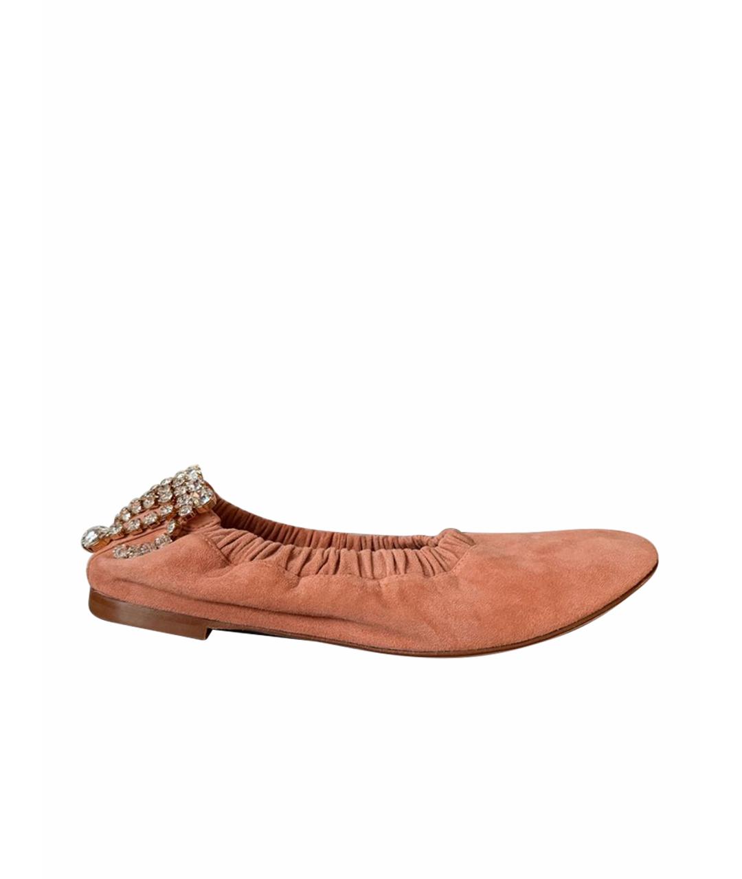 STUART WEITZMAN Коралловые замшевые балетки, фото 1