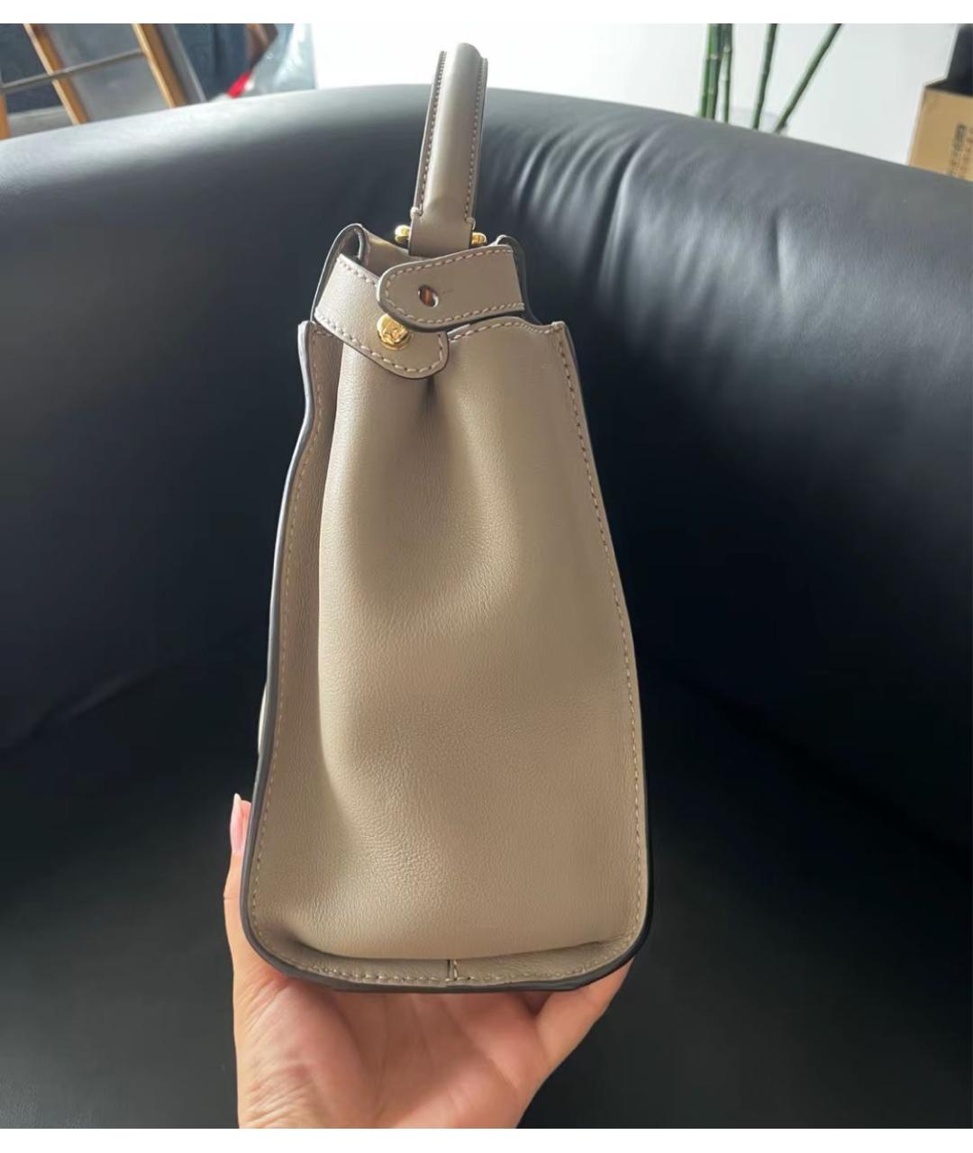 FENDI Бежевая кожаная сумка тоут, фото 3