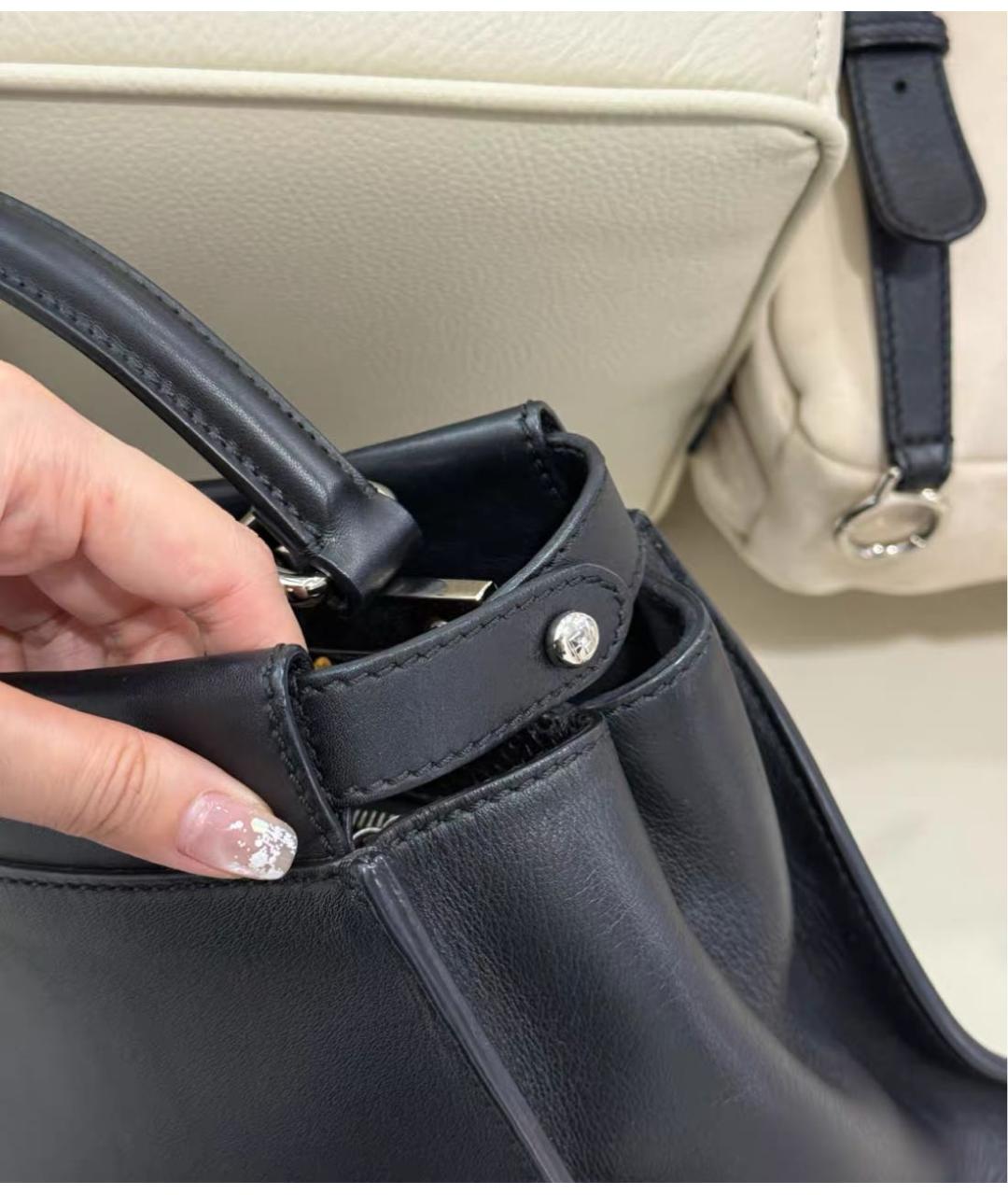 FENDI Черная кожаная сумка тоут, фото 6
