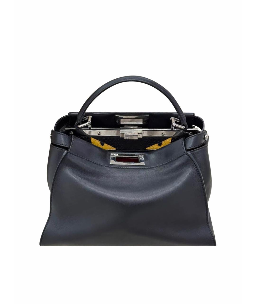 FENDI Черная кожаная сумка тоут, фото 1
