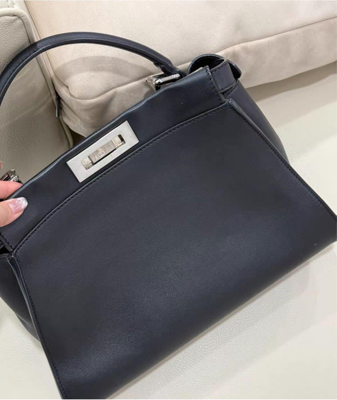 FENDI Черная кожаная сумка тоут, фото 8