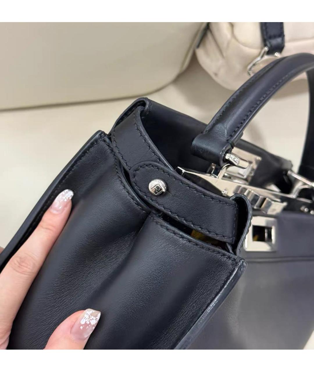 FENDI Черная кожаная сумка тоут, фото 5