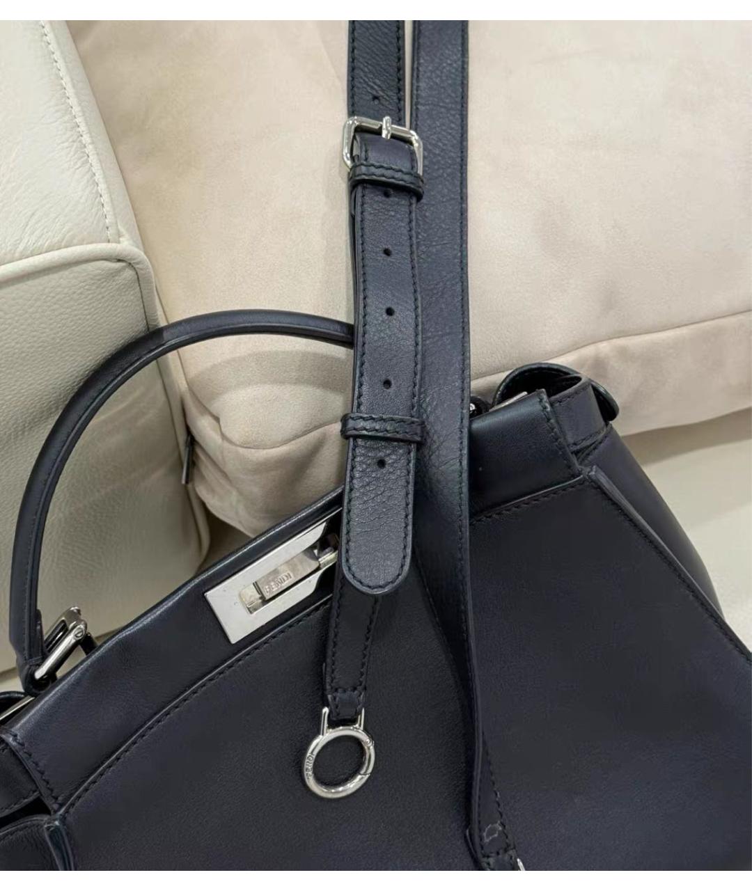 FENDI Черная кожаная сумка тоут, фото 3