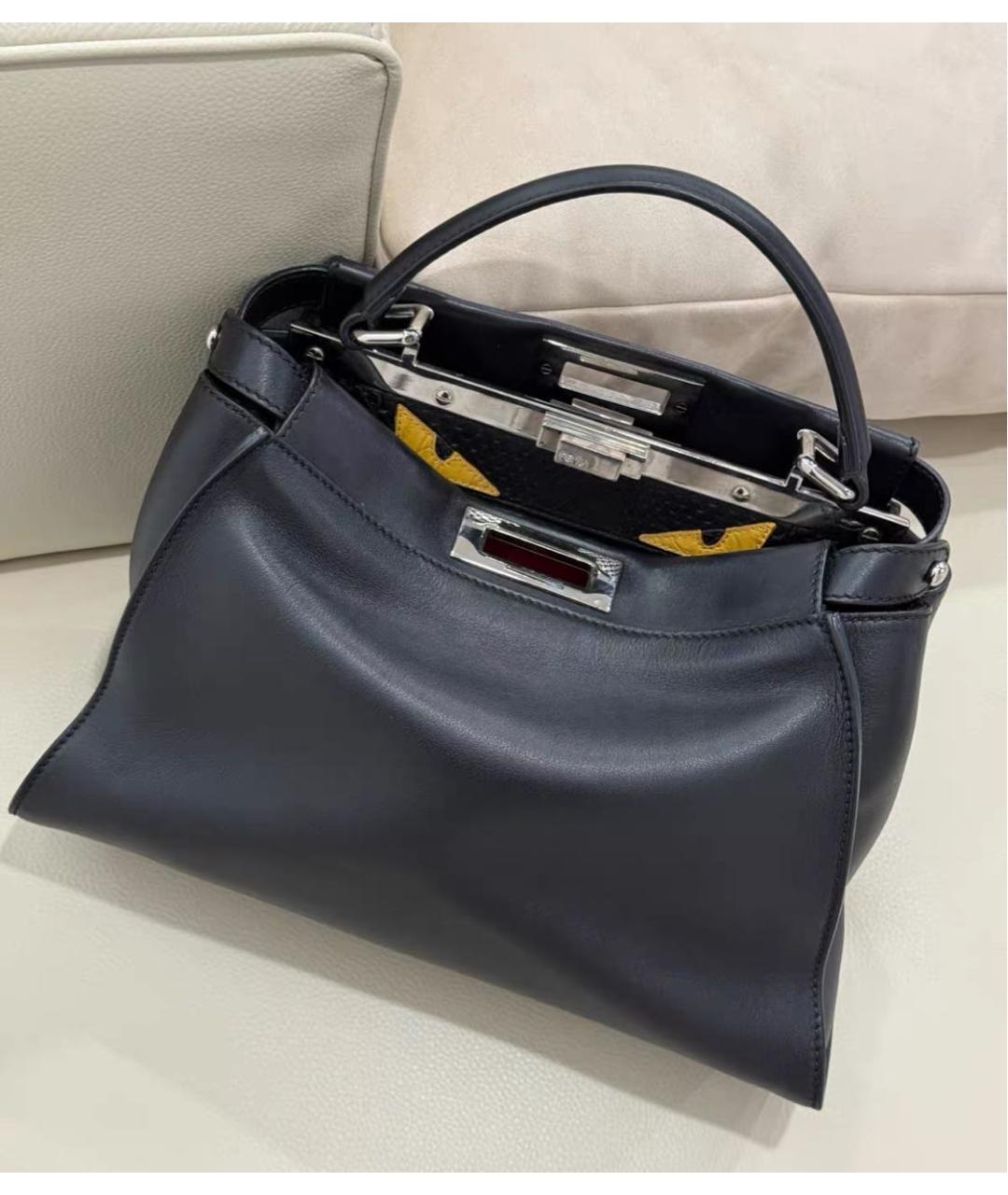 FENDI Черная кожаная сумка тоут, фото 9