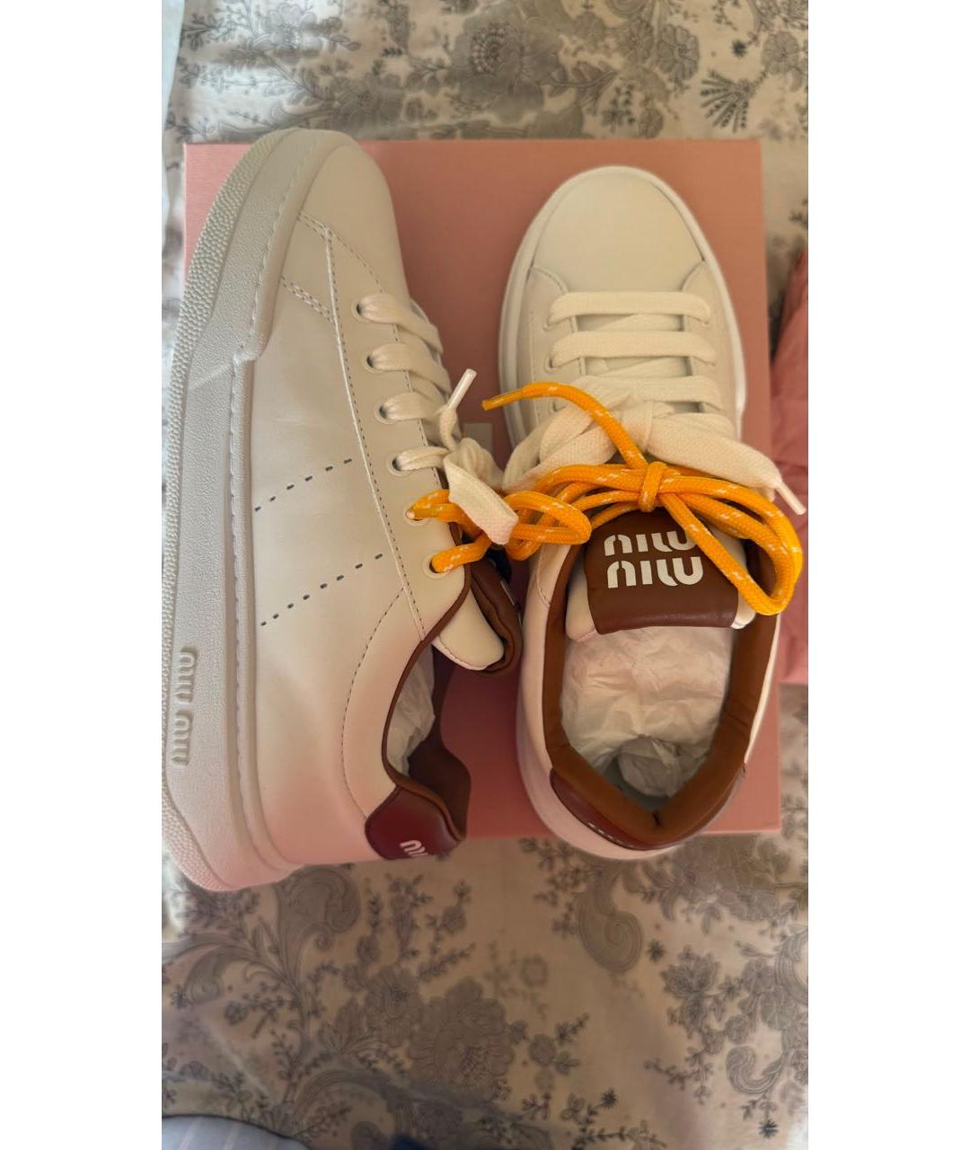 MIU MIU Белые кожаные кеды, фото 6