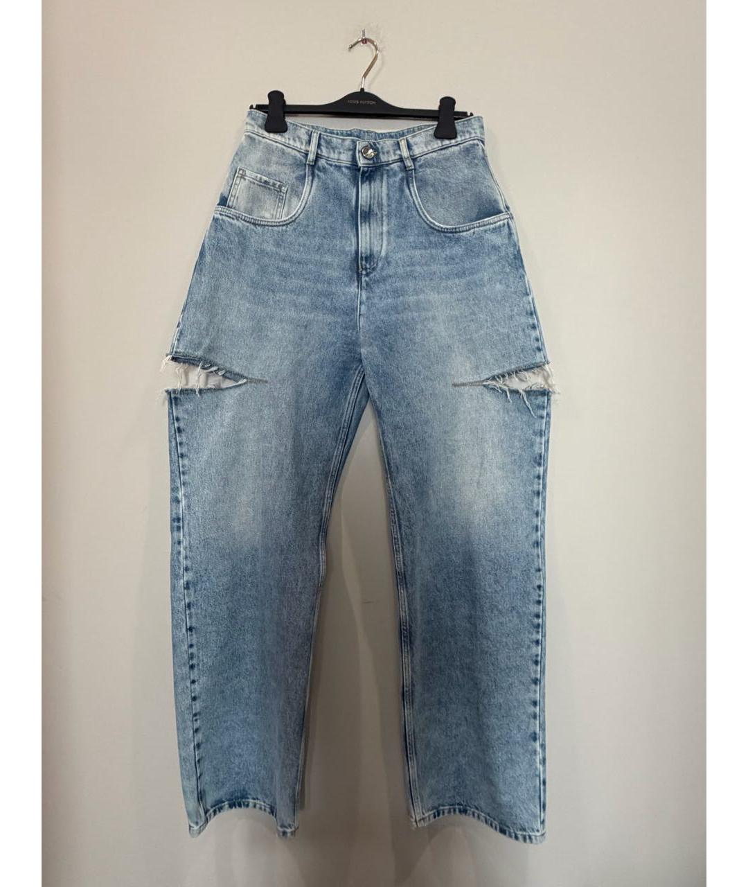 MAISON MARGIELA Голубые хлопковые прямые джинсы, фото 6