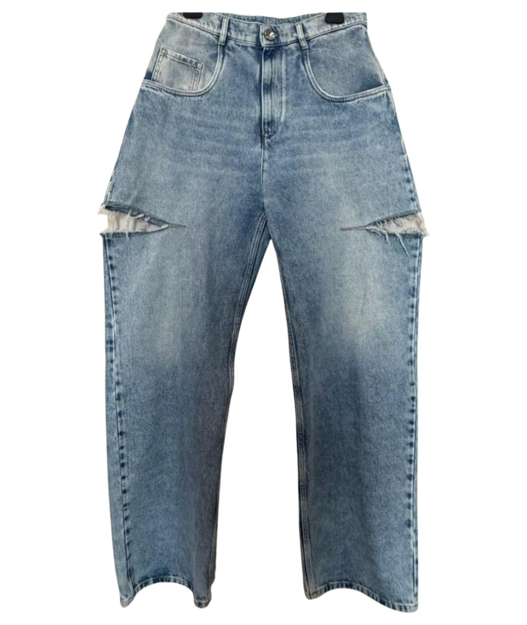 MAISON MARGIELA Голубые хлопковые прямые джинсы, фото 1