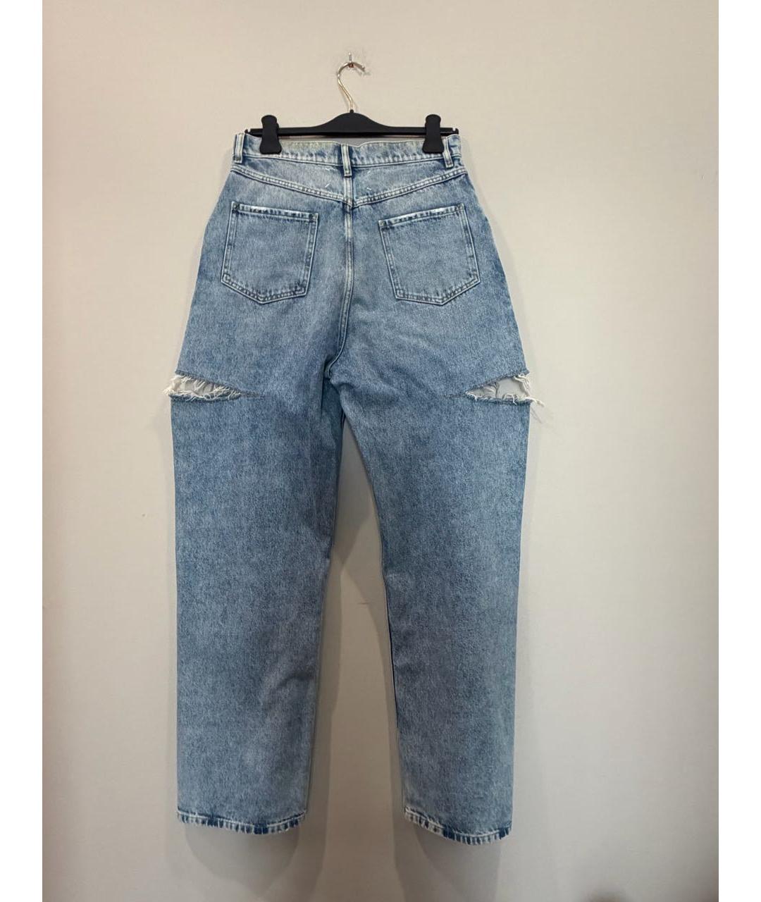 MAISON MARGIELA Голубые хлопковые прямые джинсы, фото 2