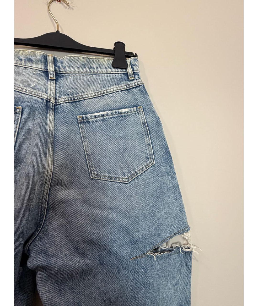MAISON MARGIELA Голубые хлопковые прямые джинсы, фото 4